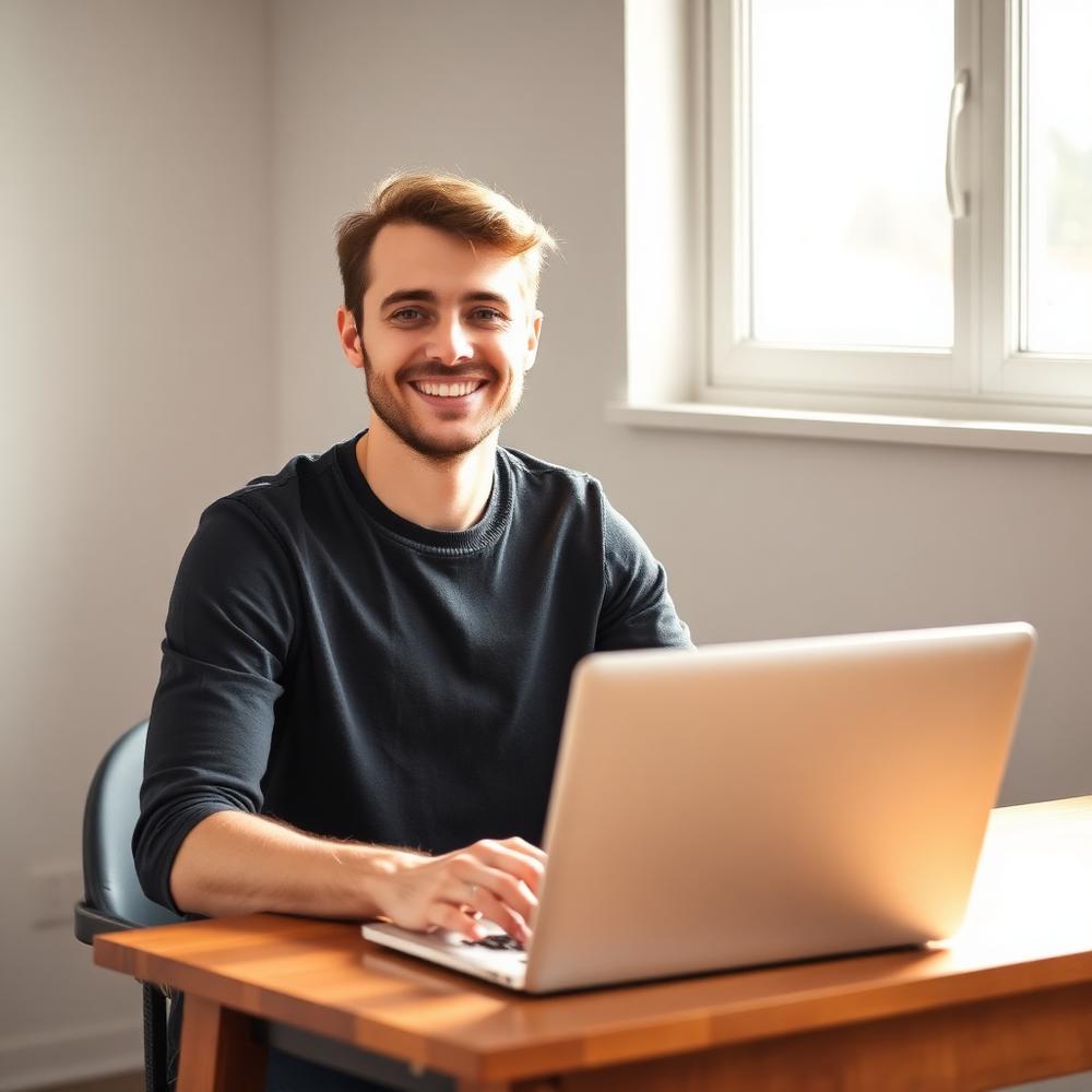 Oprichter van RDV Solutions achter zijn laptop