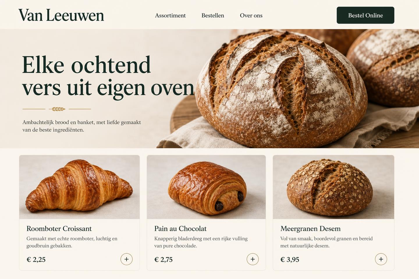 Websiteontwerp voor Ambachtelijke bakker
